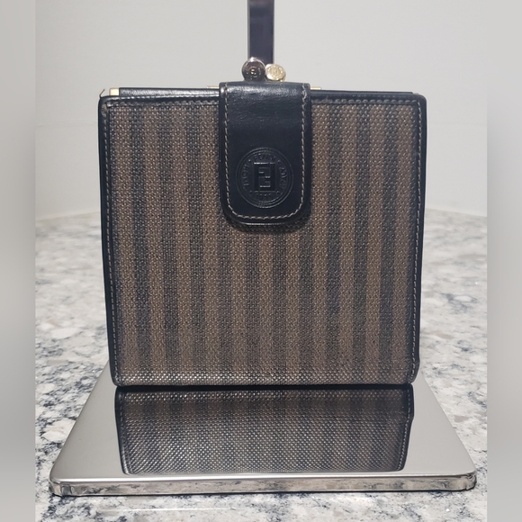 Fendi Handbags - Vintage Fendi Pequin Stripe Bifold Kisslock Wallet
